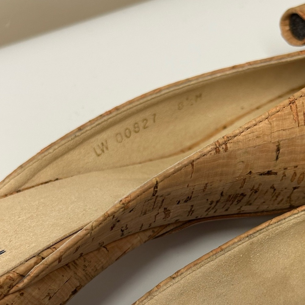 Stuart Weitzman Cork Peep-Toe Mules - Picture 7 of 8